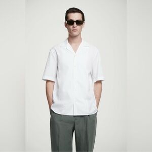 COS White Short Sleeve Cotton Button Up M